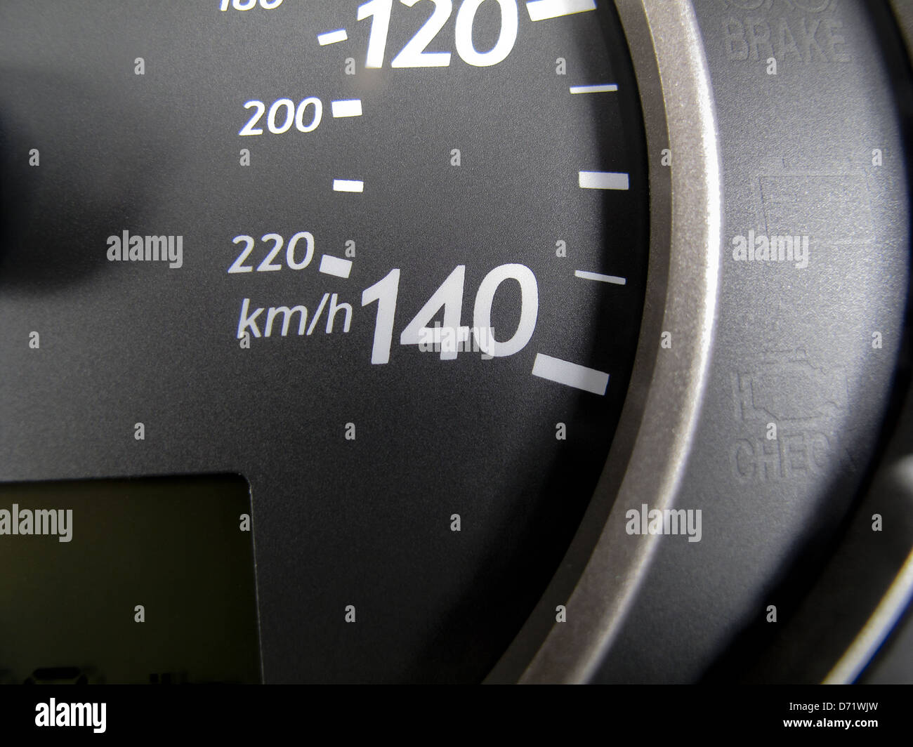 Car speedometer dial showing 120 and 140 mph Stock Photo Alamy