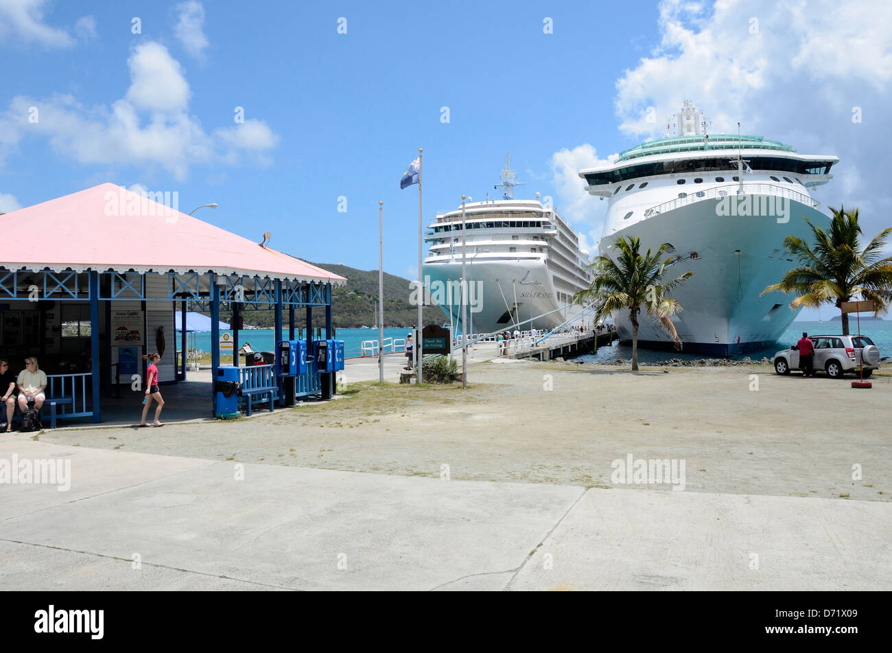 Cruise ships in port on the island of Tortola, British Virgin Islands