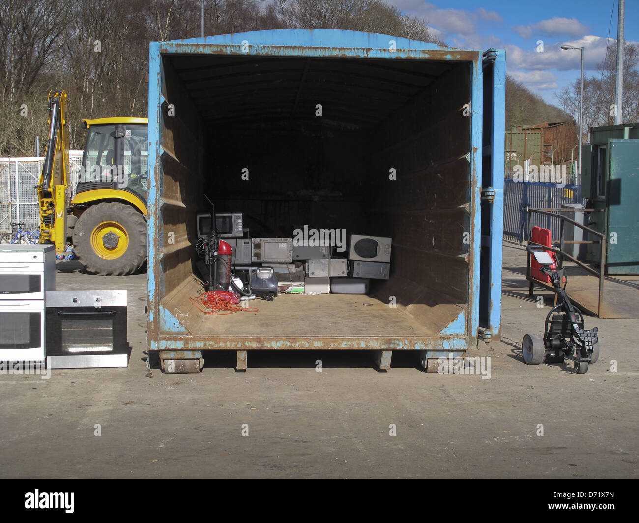 Container for receiving electrical goods and TV's for recycling Stock Photo