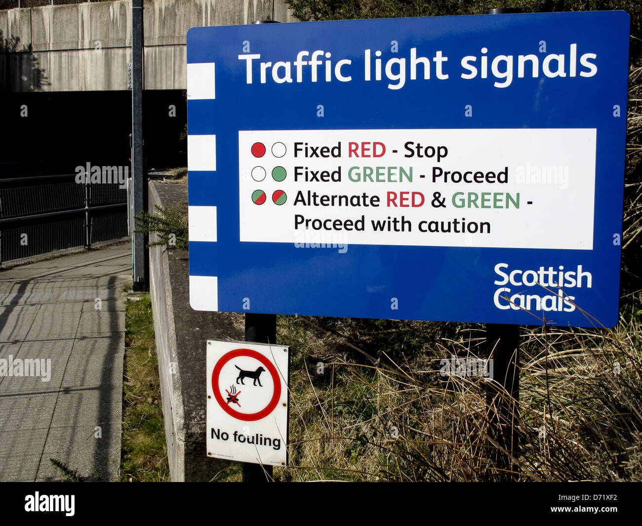 Traffic light signal sign at Roughcastle Tunnel Union Canal Falkirk Stock Photo