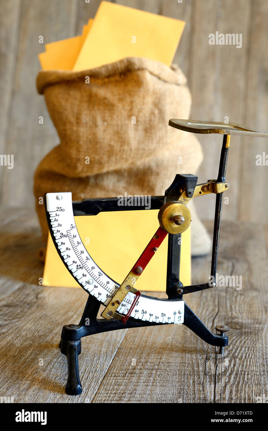 antique scales for weighing letters and small packages Stock Photo Alamy