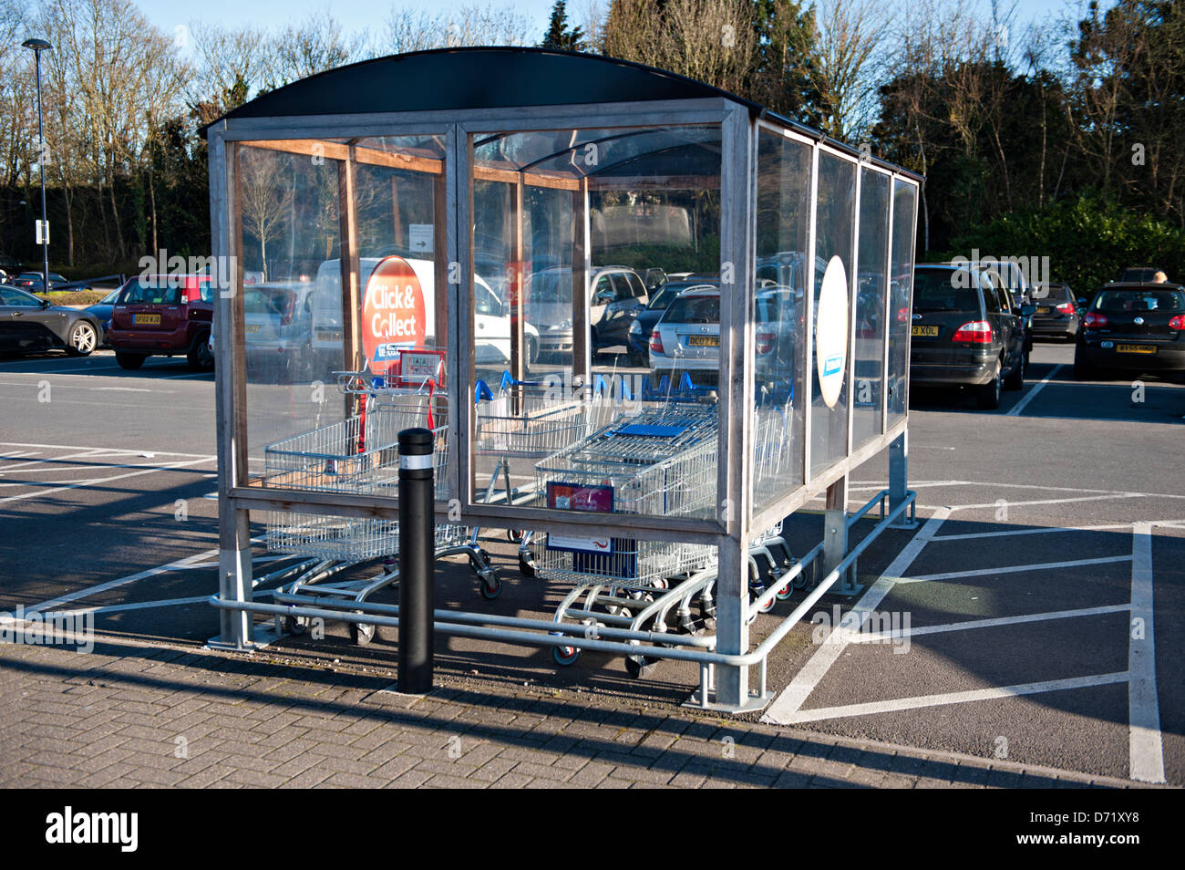 A supermarket trolley or cart storage area Stock Photo Alamy