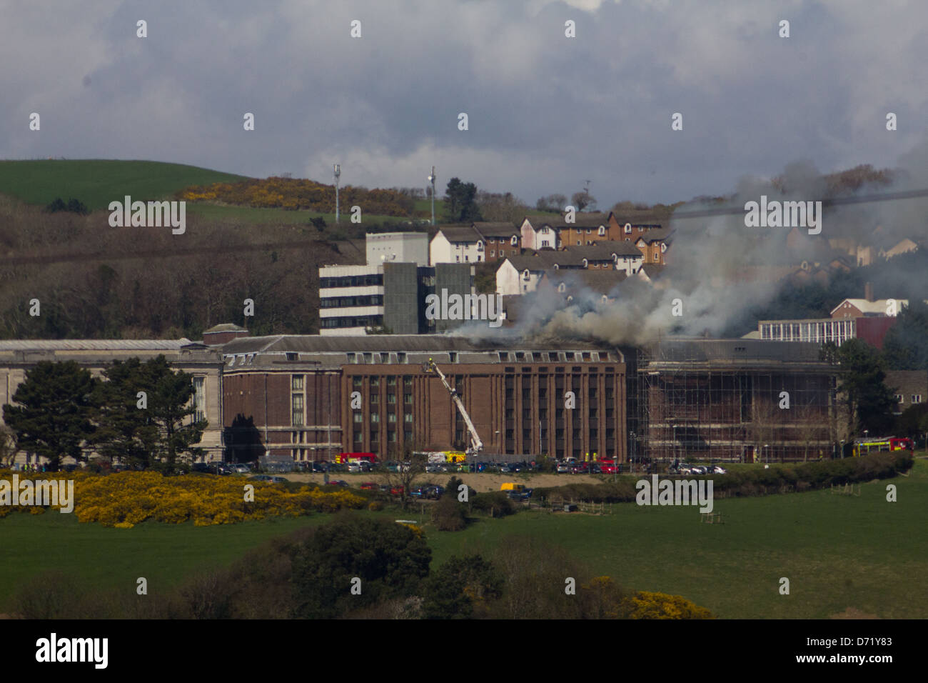 National Library of Wales fire 26/04/13 Stock Photo - Alamy