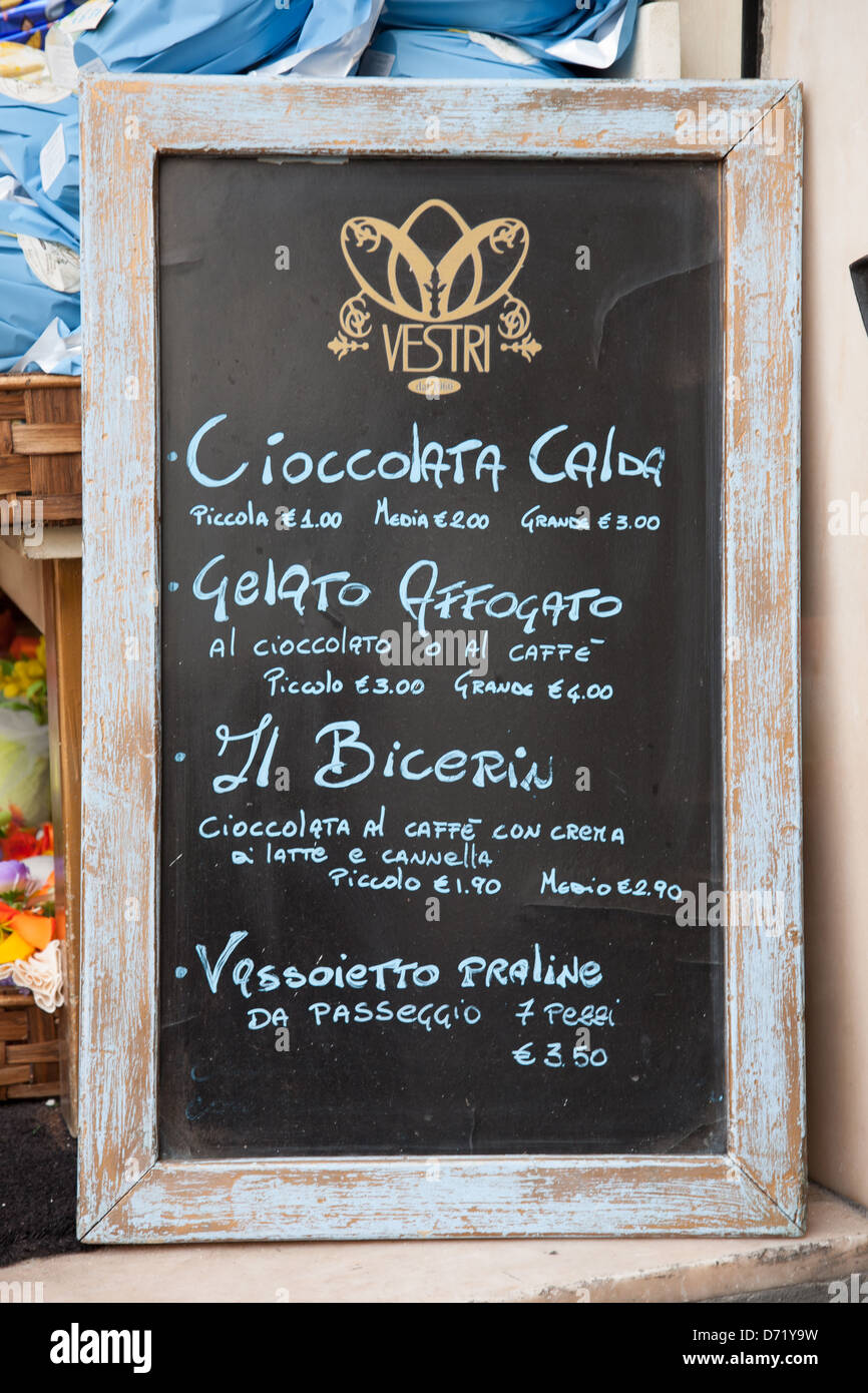 Vestri Ice Cream Shop Menu, Florence, Italy Stock Photo Alamy