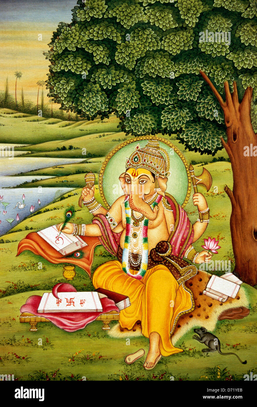 Miniature painting of hindu god ganesha Stock Photo
