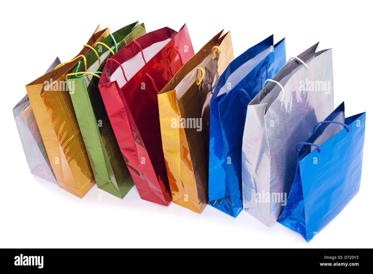 Colourful shopping bags isolated on white Stock Photo