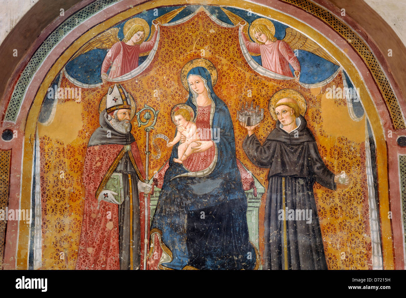 Italy, Umbria, Montefalco, church of Sant'Agostino, medieval painting Stock Photo