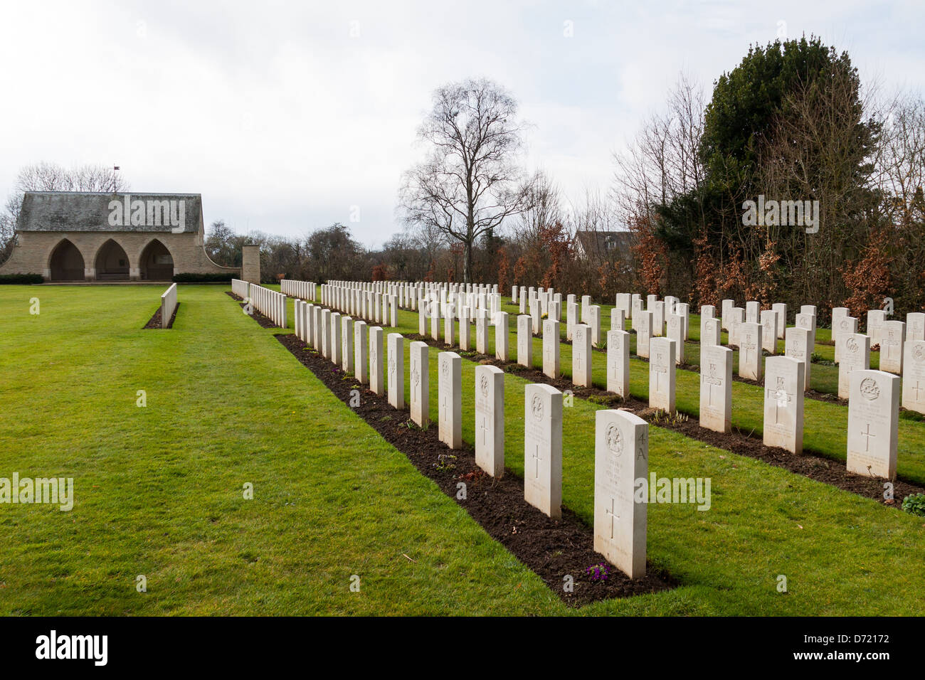 English Memorial and Military cemetery of second war (1939-1945) in Hermanville-Sur-Mer, Normandy, France Stock Photo