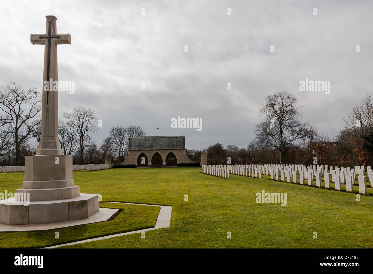 English Memorial and Military cemetery of second war (1939-1945) in Hermanville-Sur-Mer, Normandy, France Stock Photo