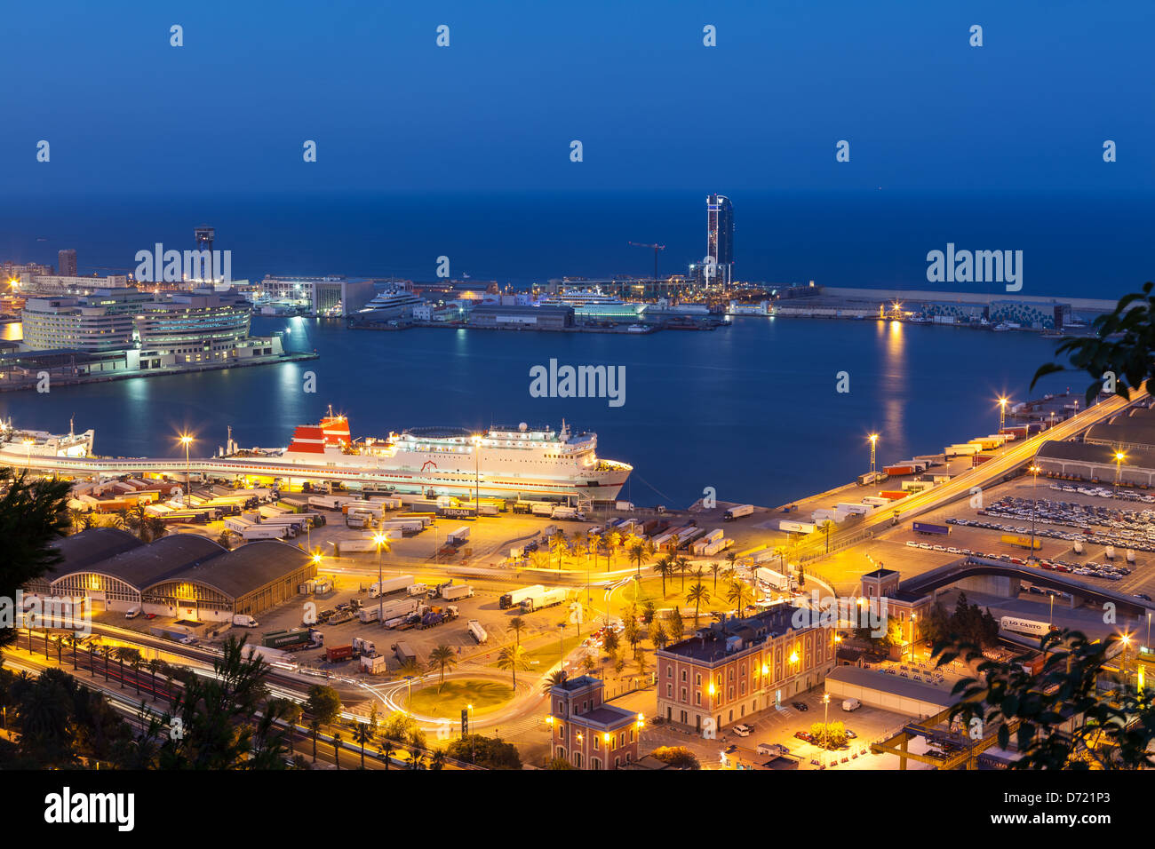 Barcelona lights at night Stock Photo - Alamy