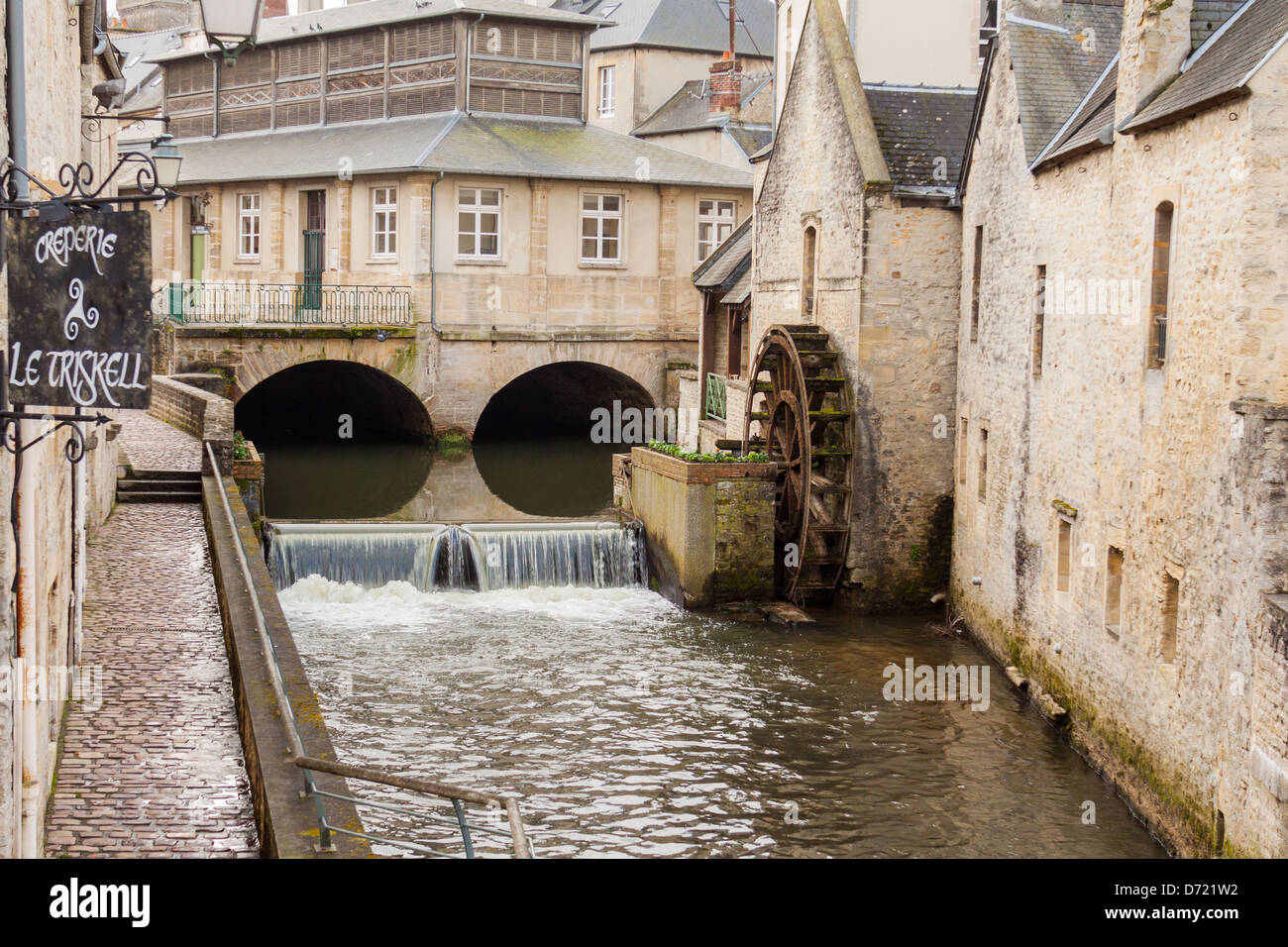 water wheel in bayeux, Normandy, France Stock Photo