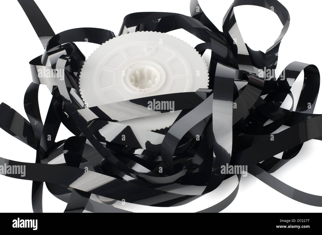 Pile of videotape reels on white reflective background Stock Photo Alamy