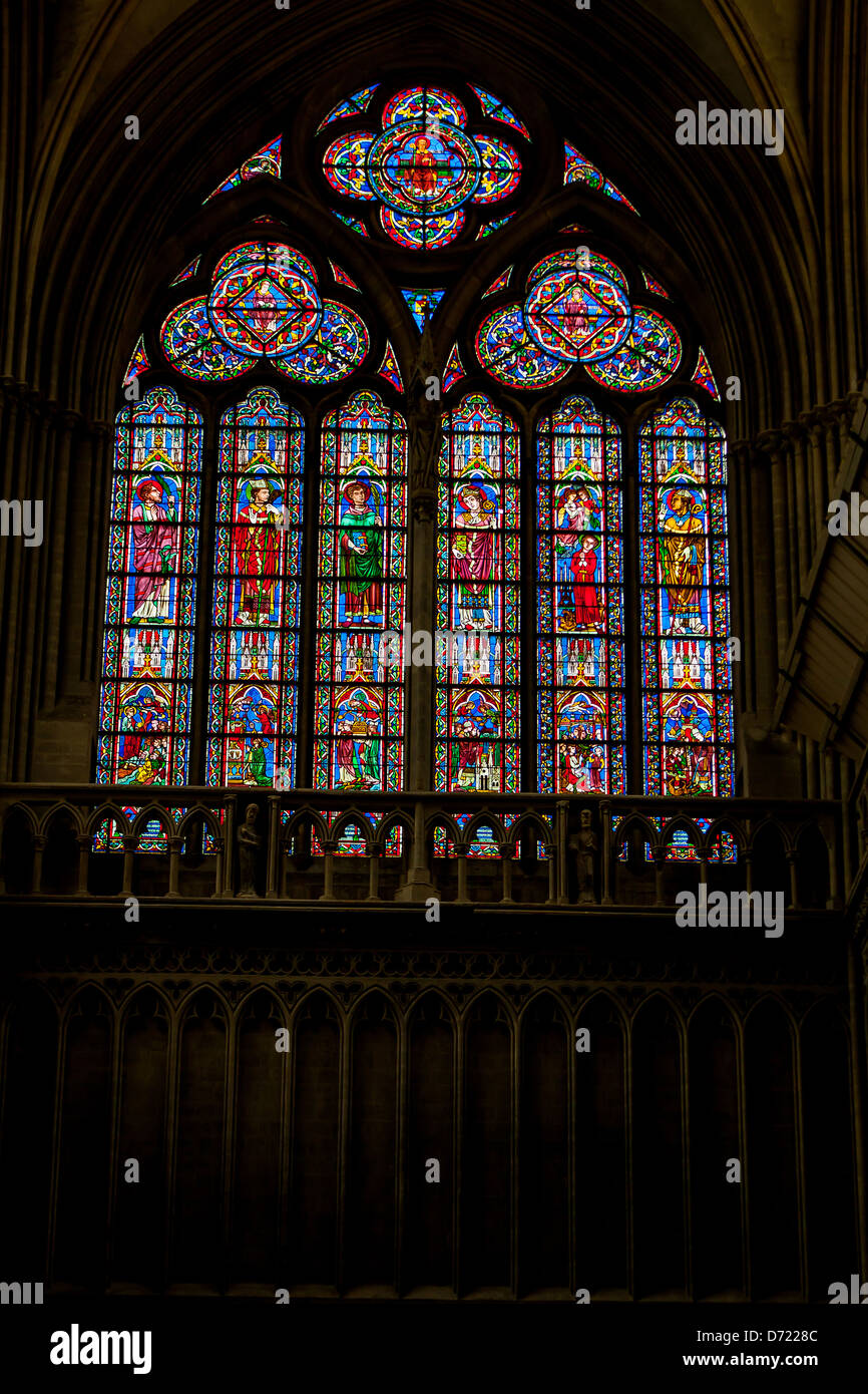 Stained-glass windows of the cathedral of Bayeux, Normandy, France Stock Photo