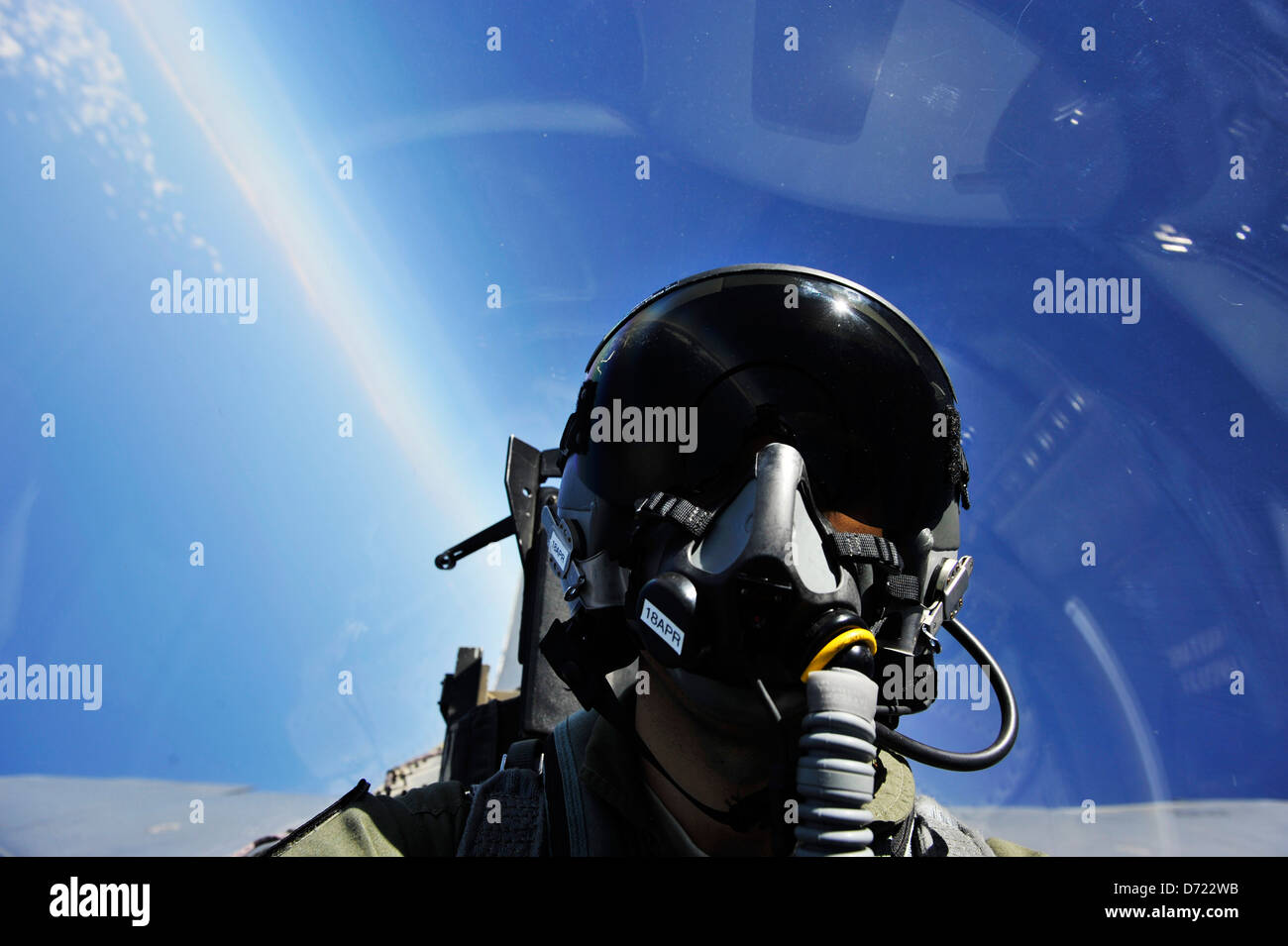Fighter pilot canopy helmut Stock Photo