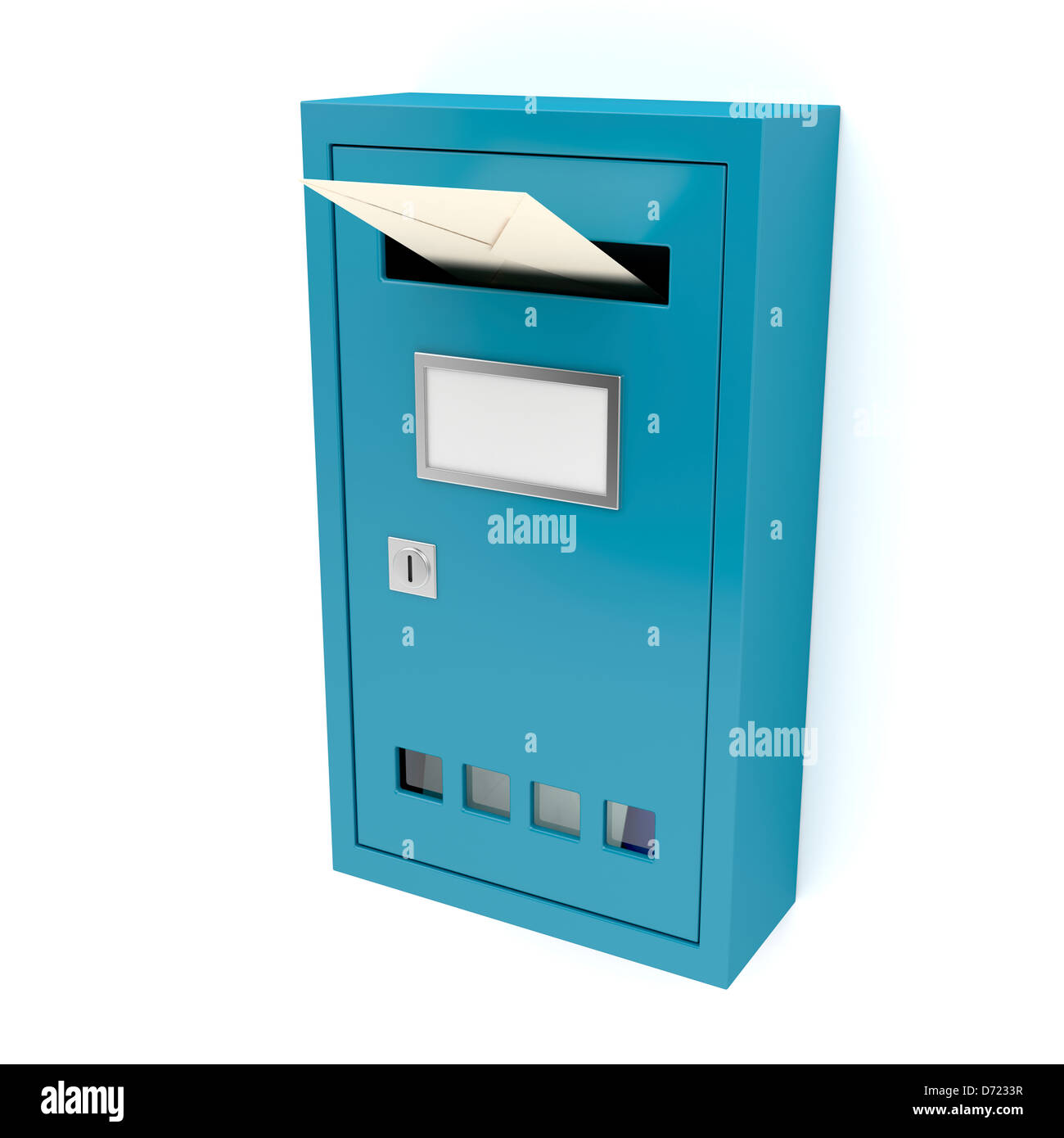Inserting envelope into blue mailbox Stock Photo Alamy