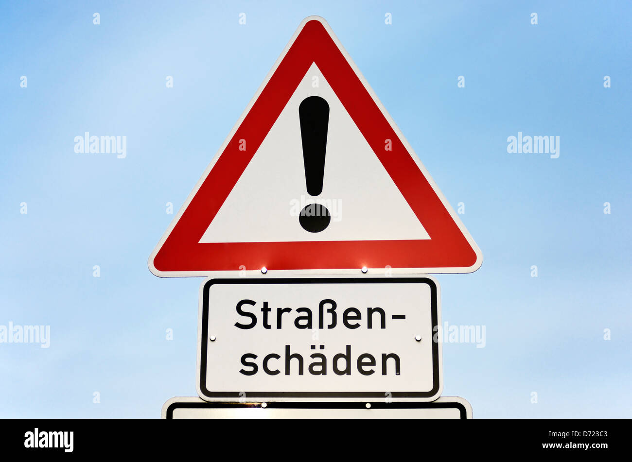 Sign Street damages Stock Photo
