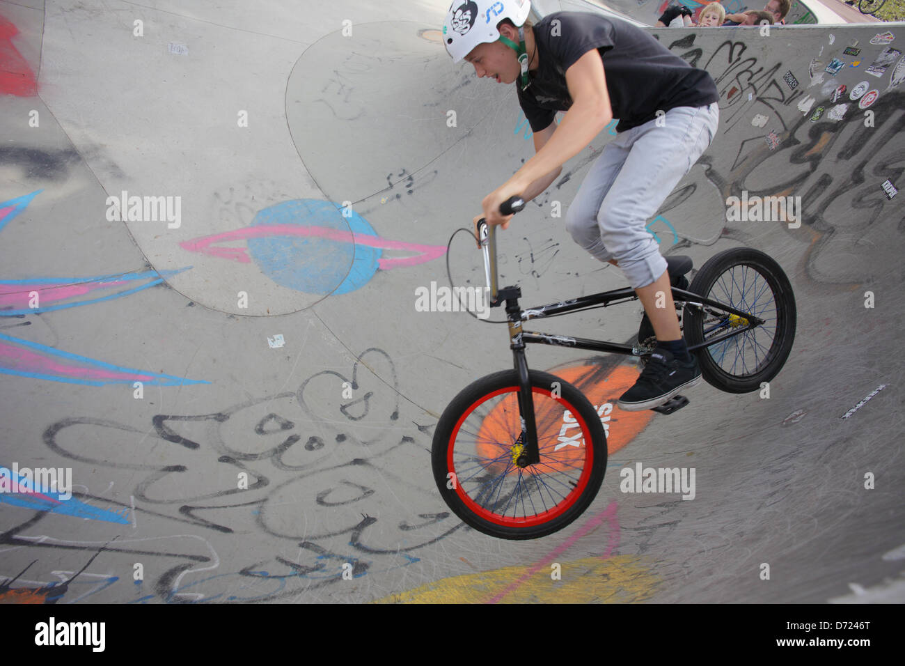 Berlin, Germany, teenager RUNNING BMX bicycle in park on track triangle in  Berlin-Kreuzberg Stock Photo - Alamy