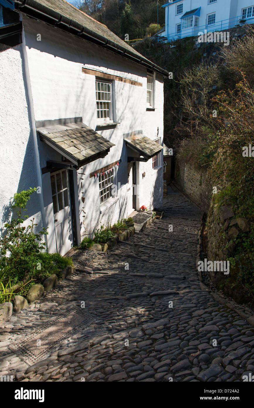 Clovelly, North Devon, England. A Clovelly village house and cobbled