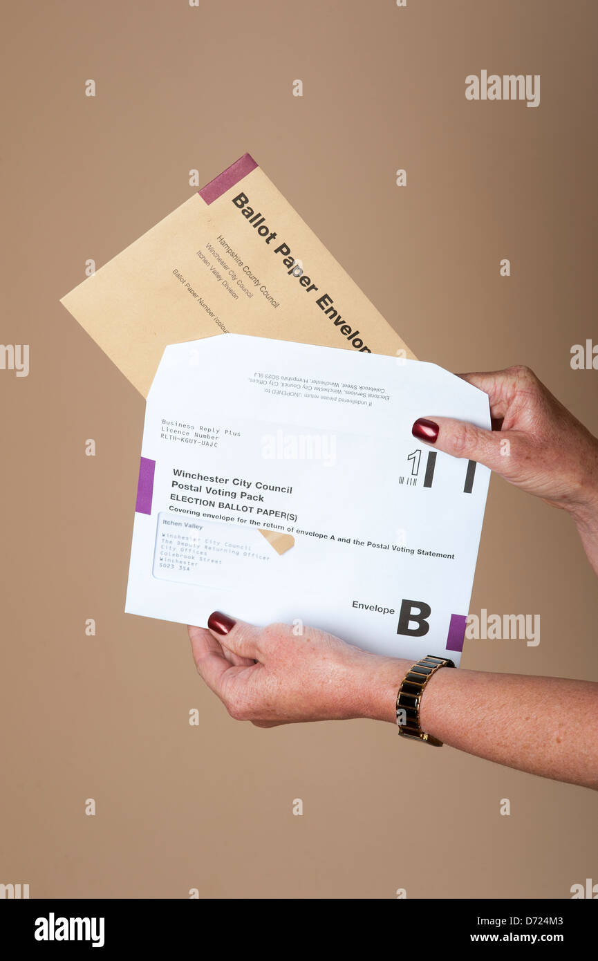 Postal voting the ballot paper envelope being inserting into the
