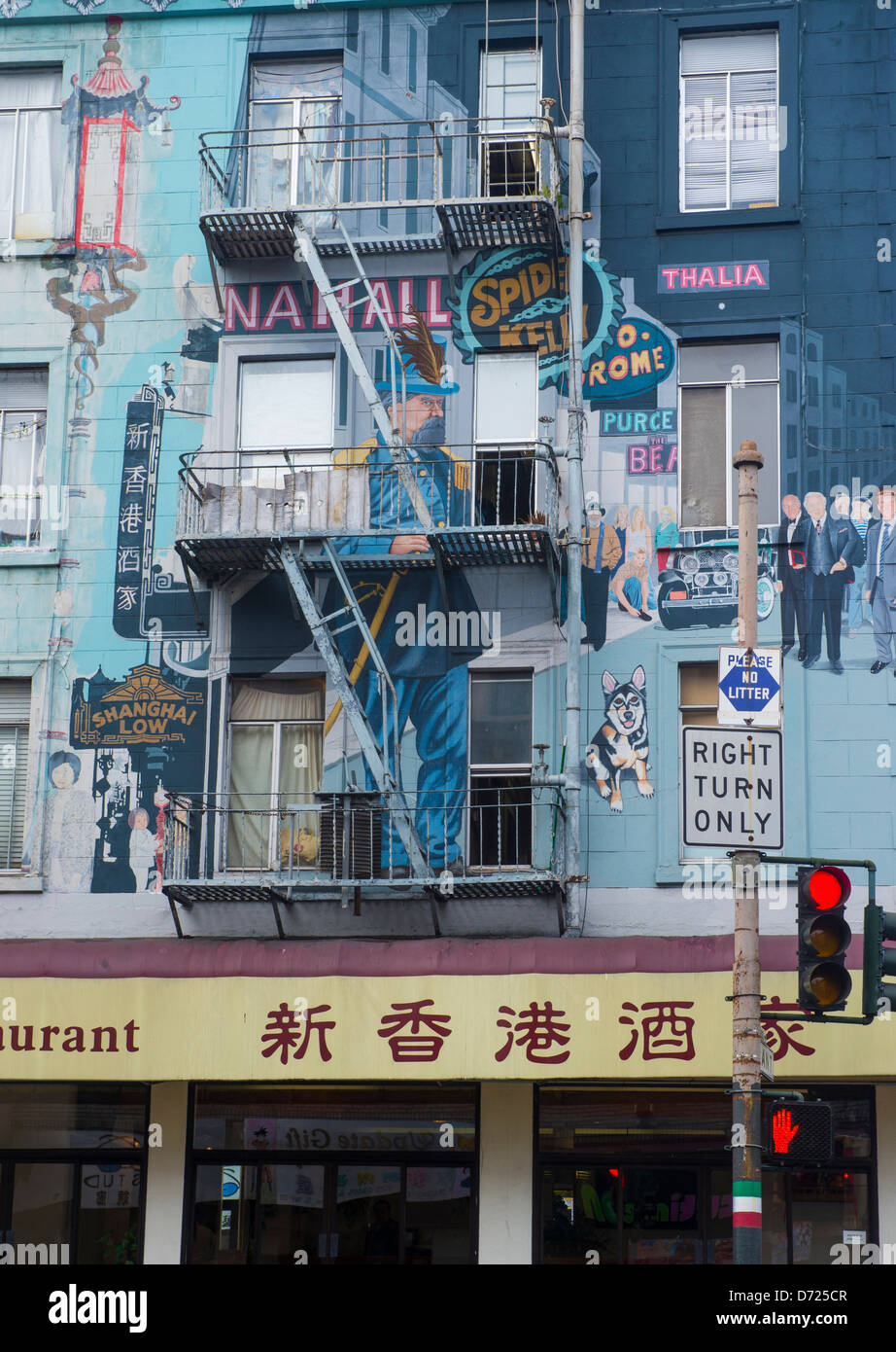 Apartment building with decorative graffiti in San Francisco's