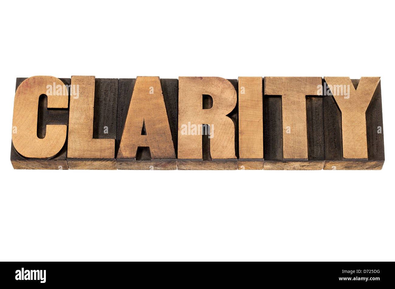 clarity word - isolated text in vintage letterpress wood type printing blocks Stock Photo