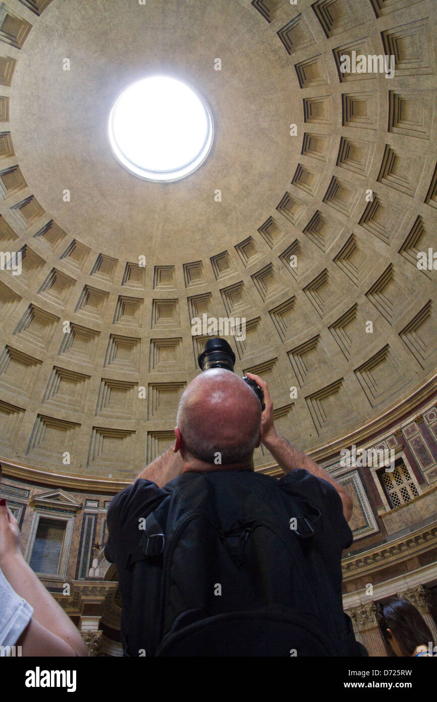 Pantheon Rome tourists photographing the hole on top Stock Photo
