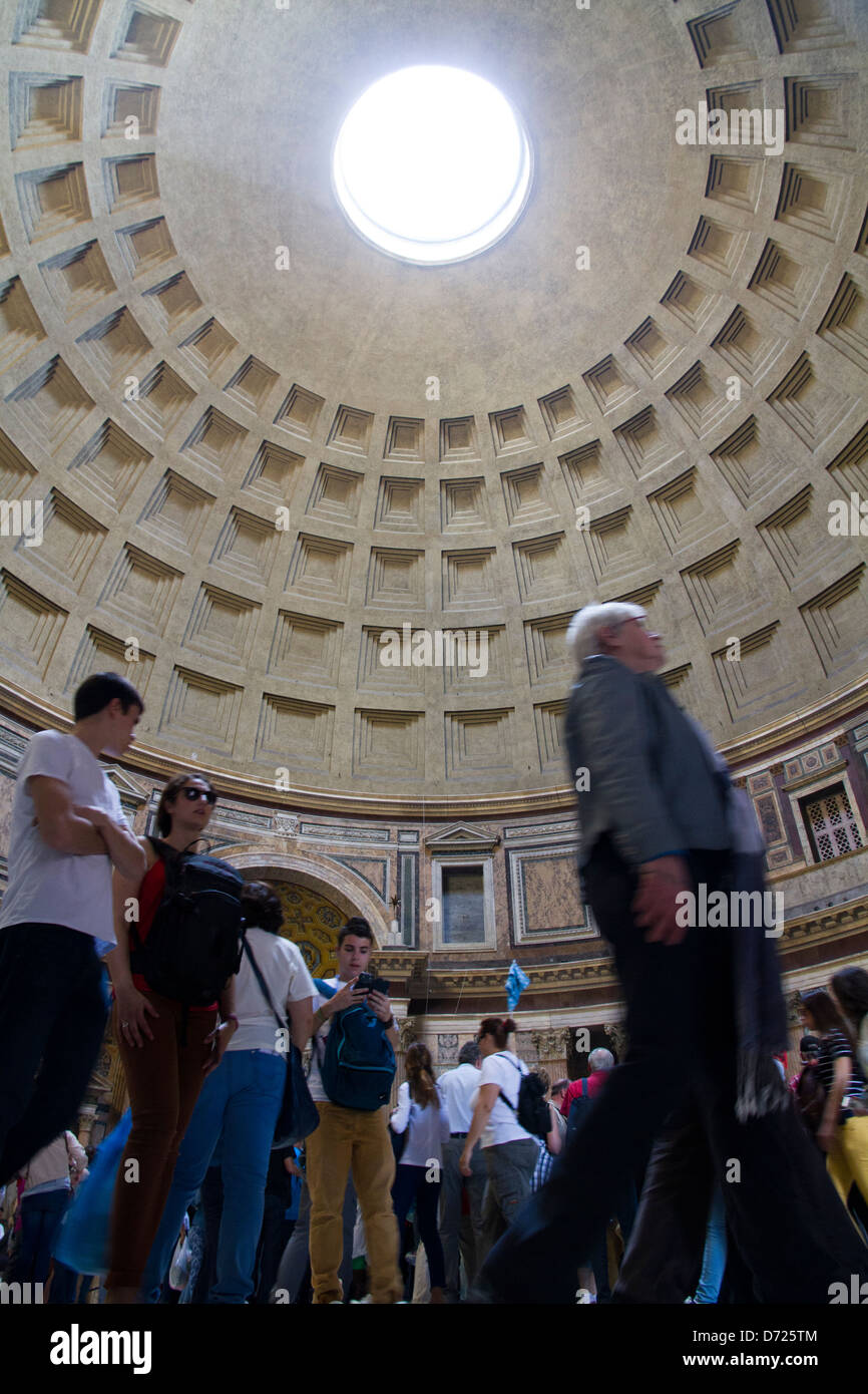 Pantheon Rome tourists photographing the hole on top Stock Photo