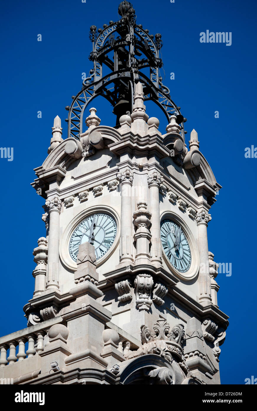 Ayuntamiento de Valencia, torre del reloj Stock Photo