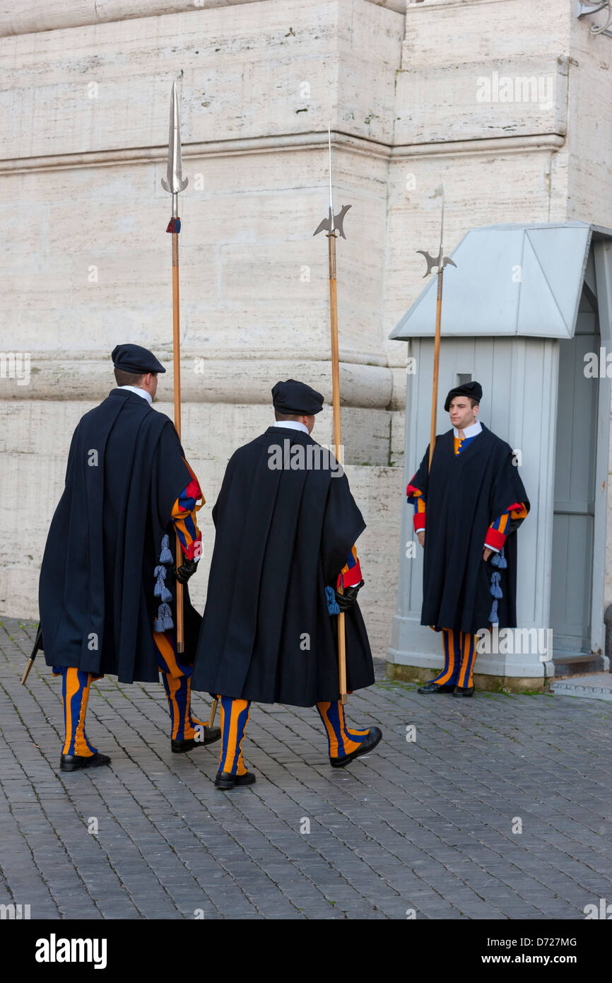 Changing the guard of the Vatican in St. Peter's Square, Rome, Italy Stock Photo