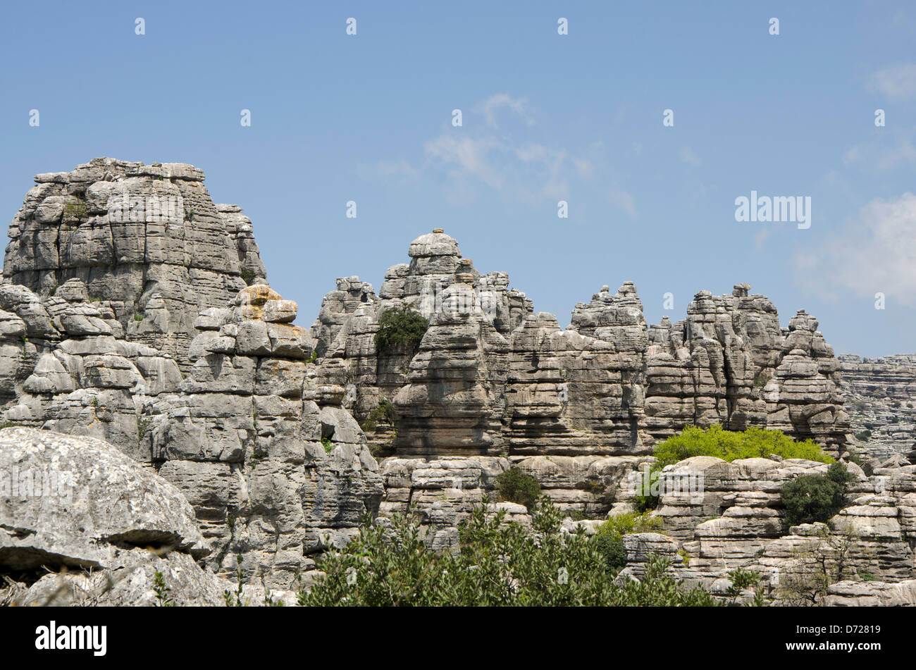 El Torcal de Antequera , Karstic mountain nature reserve, with characteristic limestone formations,  Malaga province, Andalucia, Spain Stock Photo