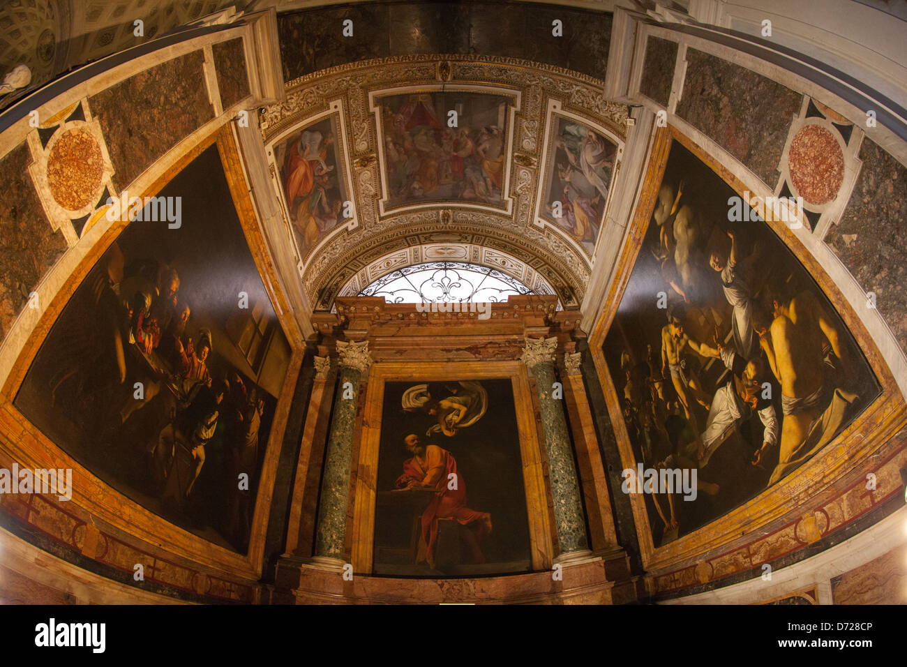 The Contarelli Chapel in San Luigi dei Francesi (Church of St. Louis of the French) featuring work by Caravaggio Stock Photo