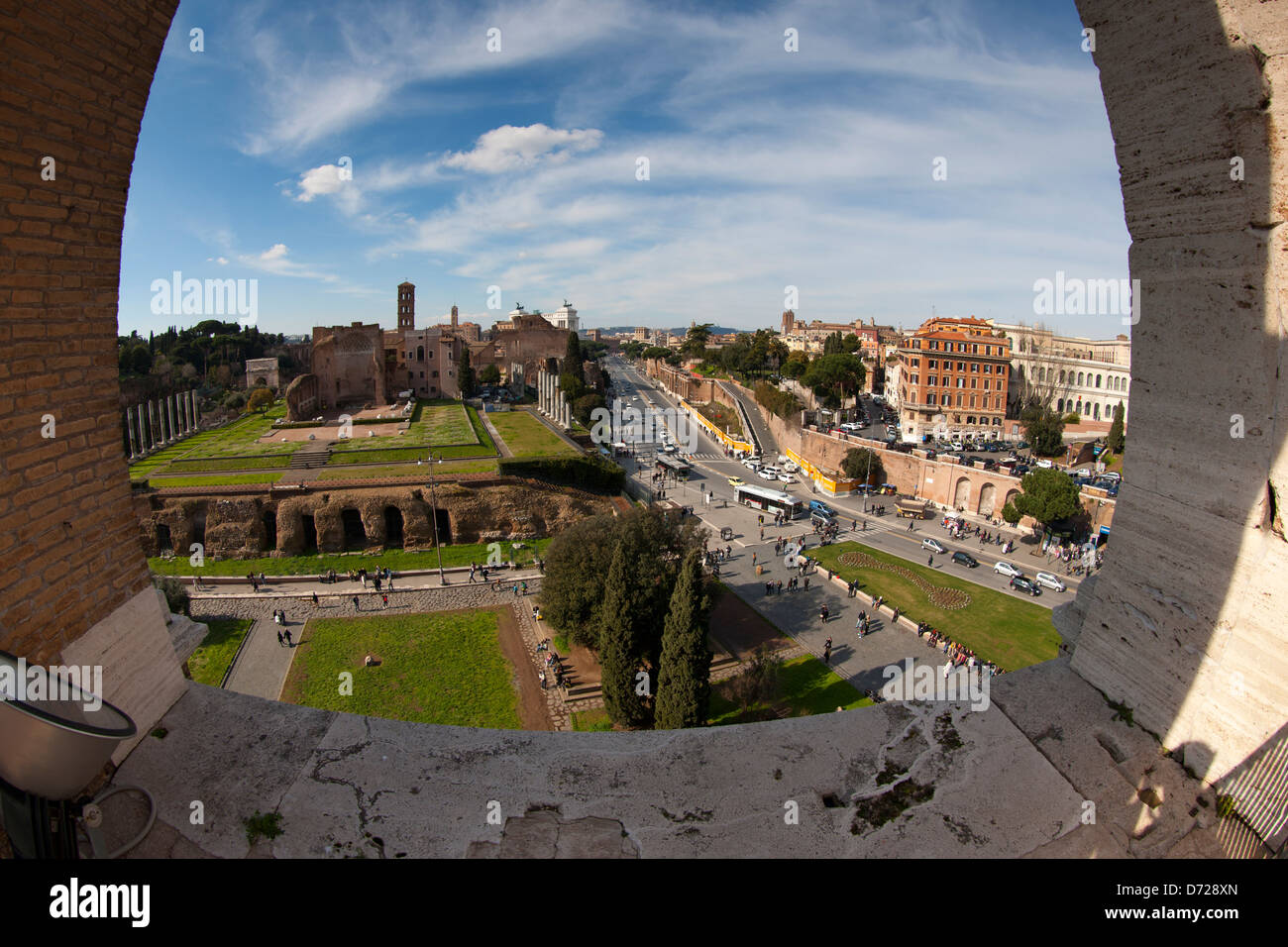 The Via dei Fori Imperiali viewed from the Colosseum Stock Photo