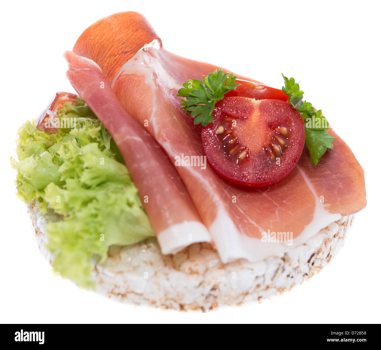 Rice Cake with Ham isolated on white background Stock Photo Alamy