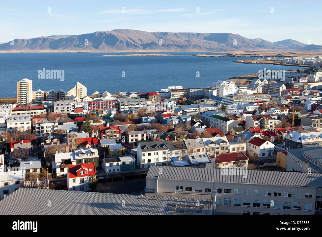 Aerial View of Reykjavik, Iceland Stock Photo
