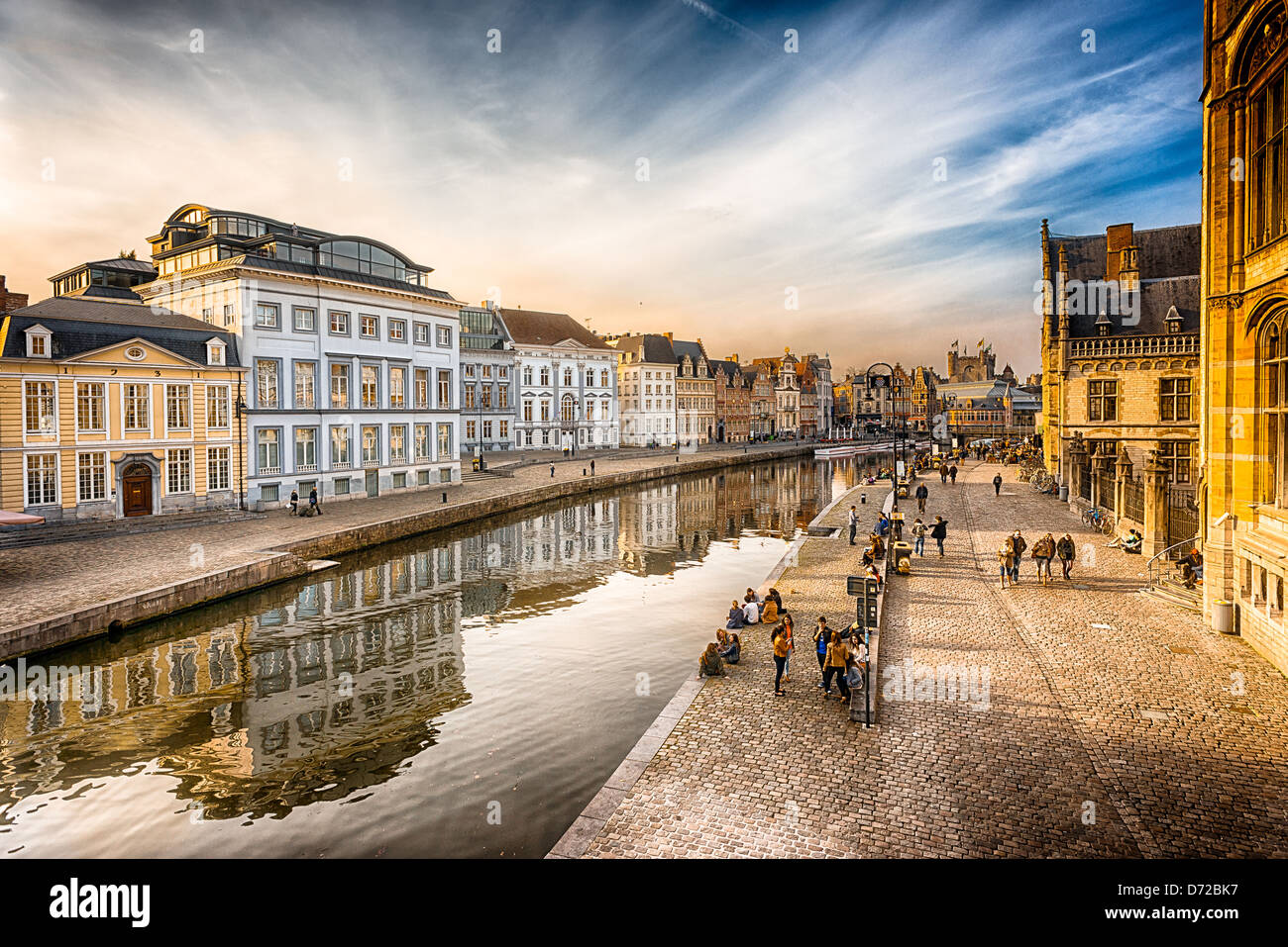 HDR image of canal in Gent, Belgium Stock Photo