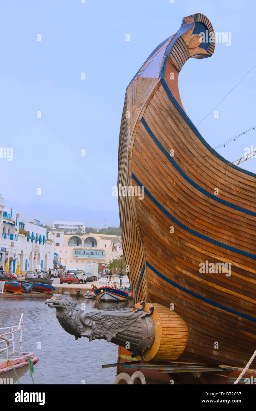 Wood boat in the old port, Bizerte, Tunisia Stock Photo