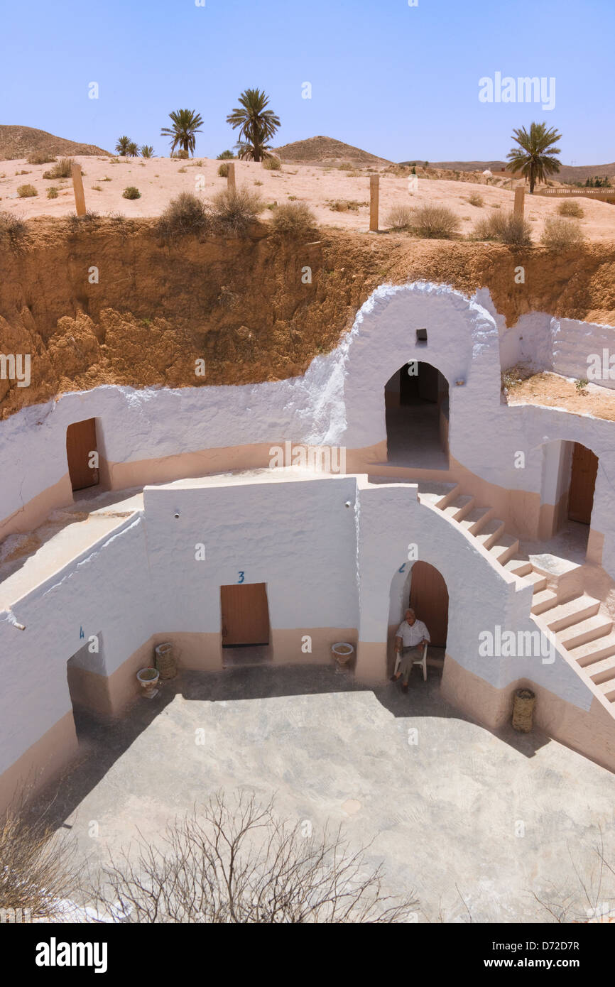 Troglodyte dwellings (houses built underground), Matmata, Tunisia Stock Photo