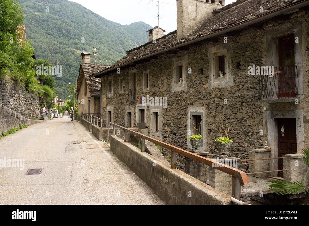 Isorno, Switzerland, old apartment houses in the village Stock Photo