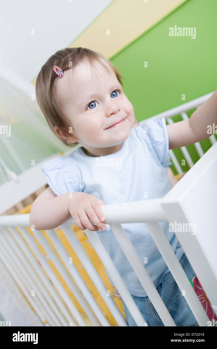 little toddler playing in the child's room Stock Photo