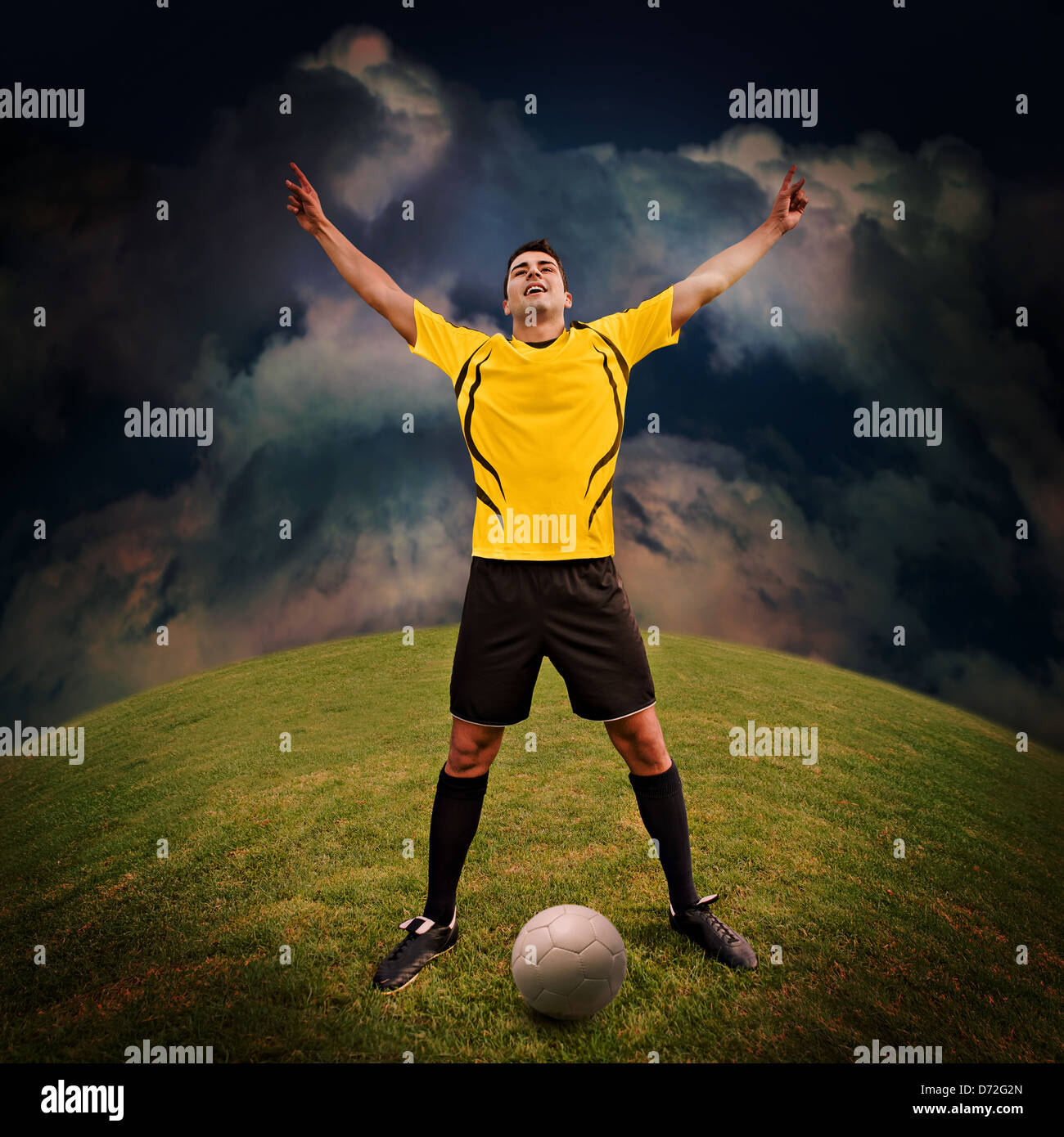 soccer or football player on the field Stock Photo
