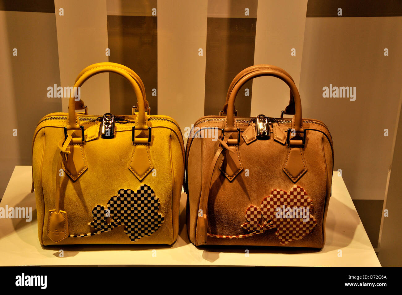 Louis Vuitton woman hand bag in the window of LV boutique in Dubai