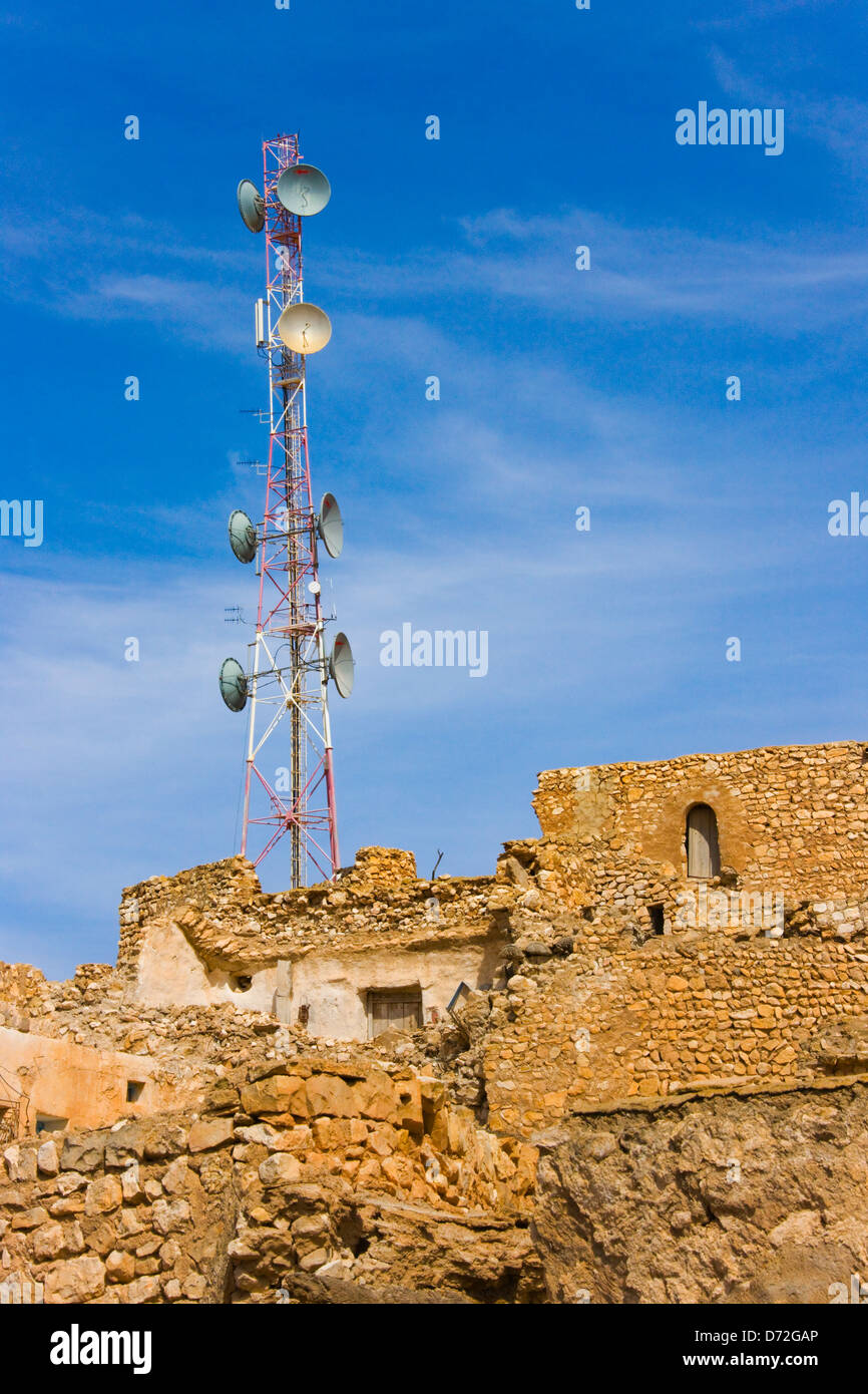 Antenna on house, Gabes, Tunisia Stock Photo