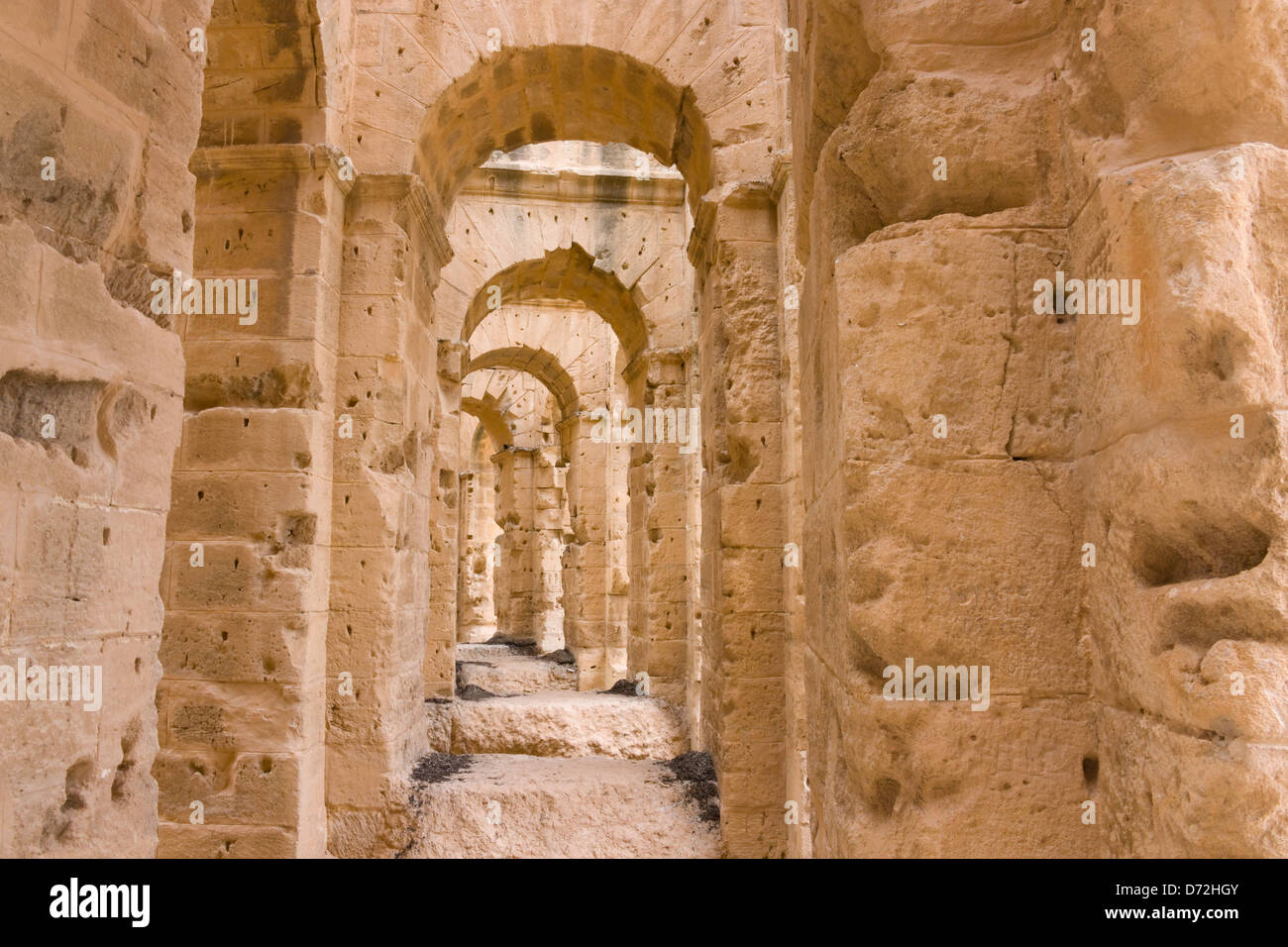Roman amphitheatre, the third largest in the world, El Jem, Tunisia Stock Photo