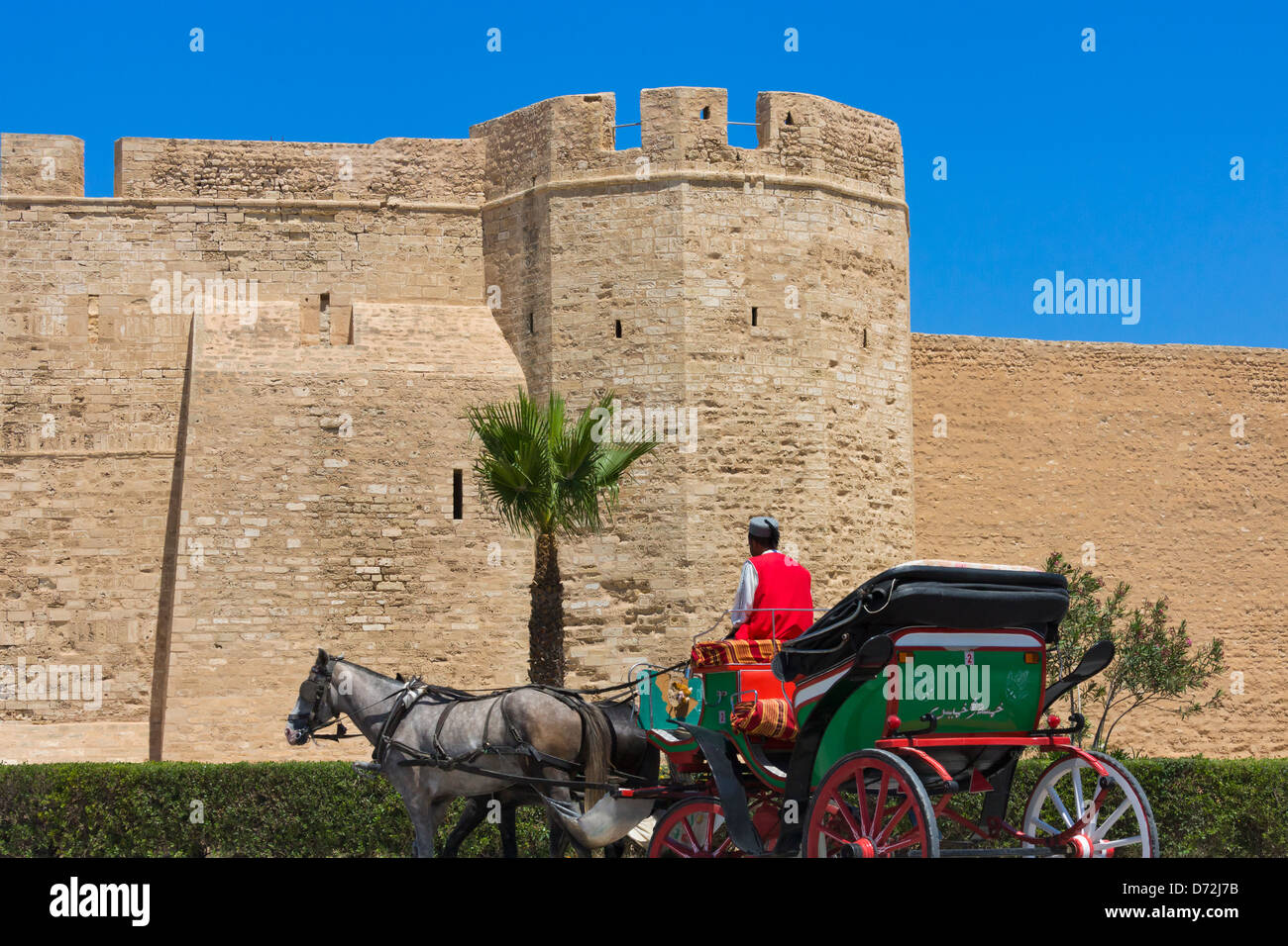 House carriage by the outer wall of Monastir Ribat, Monastir, Tunisia