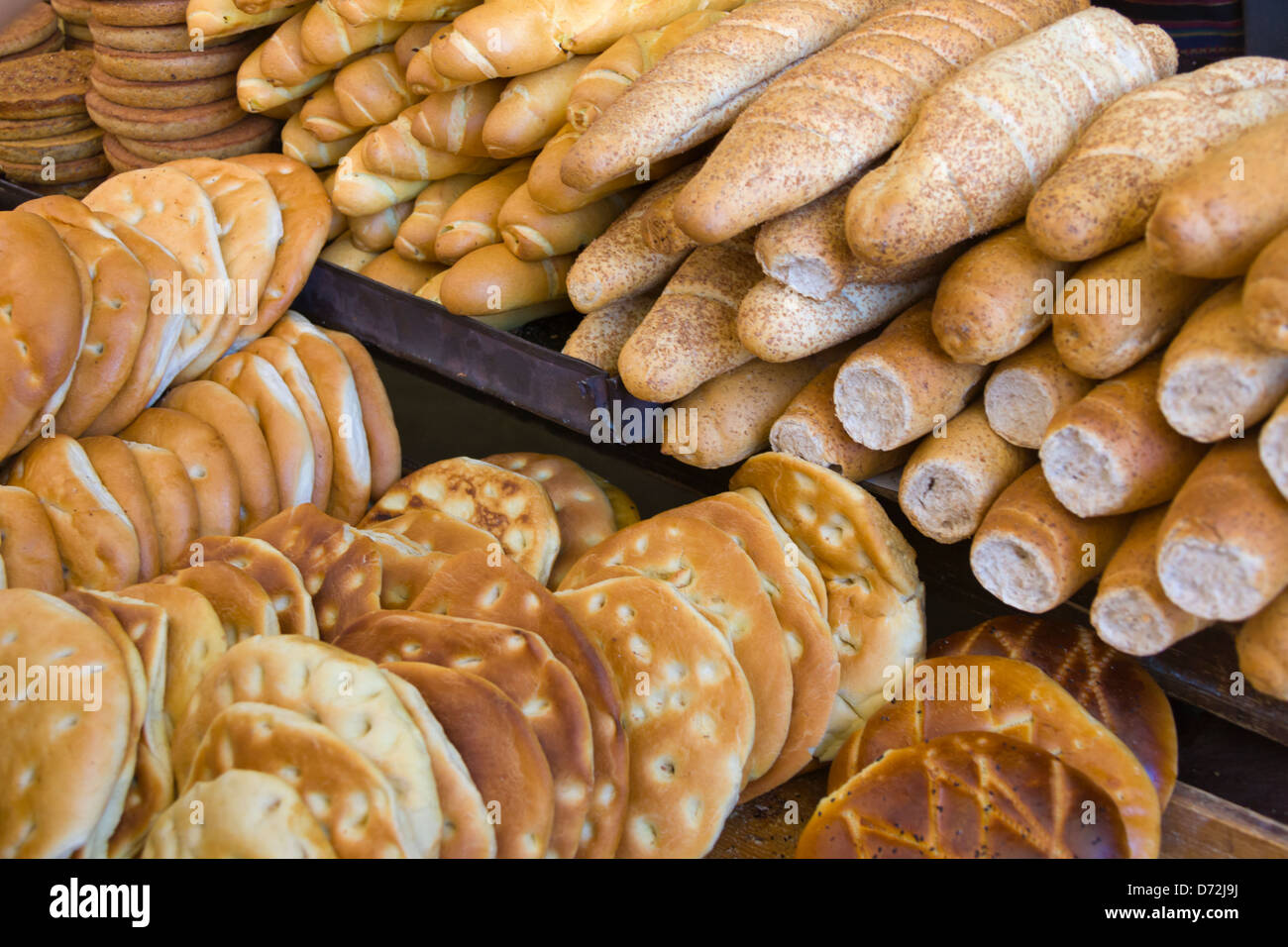 Selling bread at the market, Sousse, Tunisia Stock Photo
