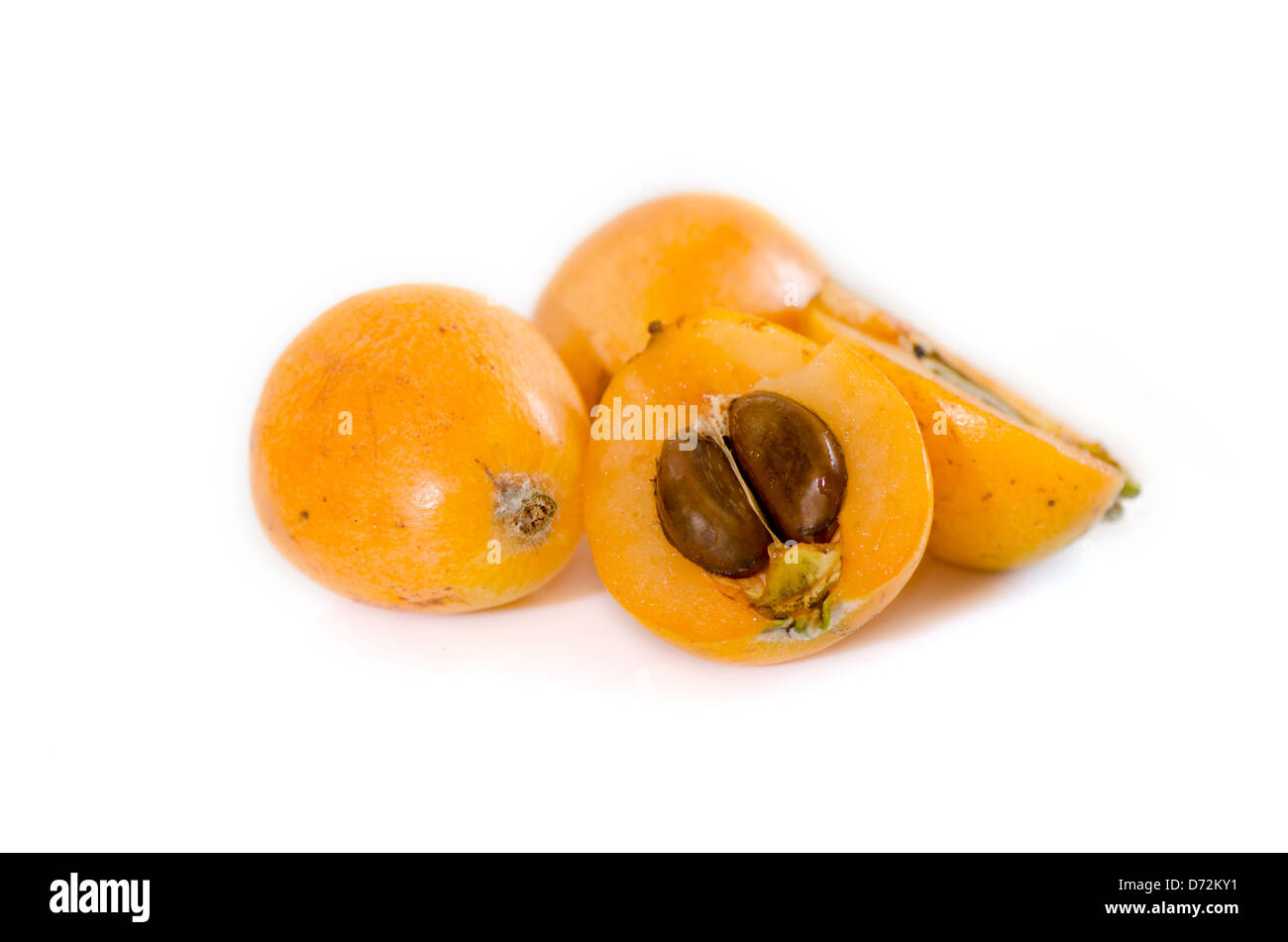 Fruit of Medlar or Nispero tree, loquats, Spain. Stock Photo