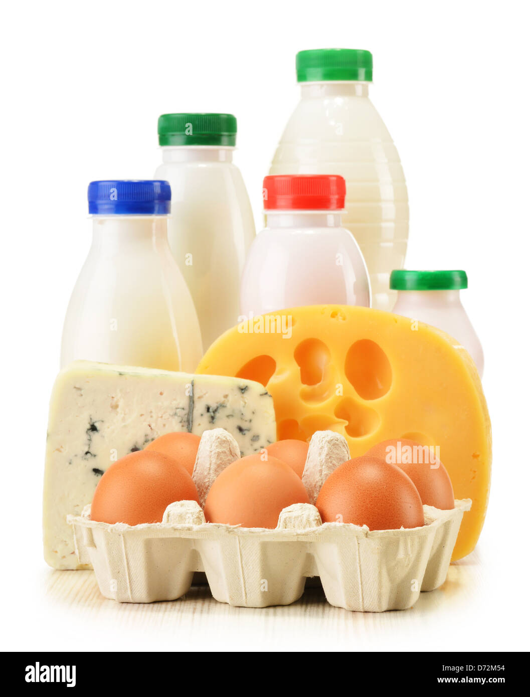 Composition with variety of dairy products isolated on white Stock Photo Alamy