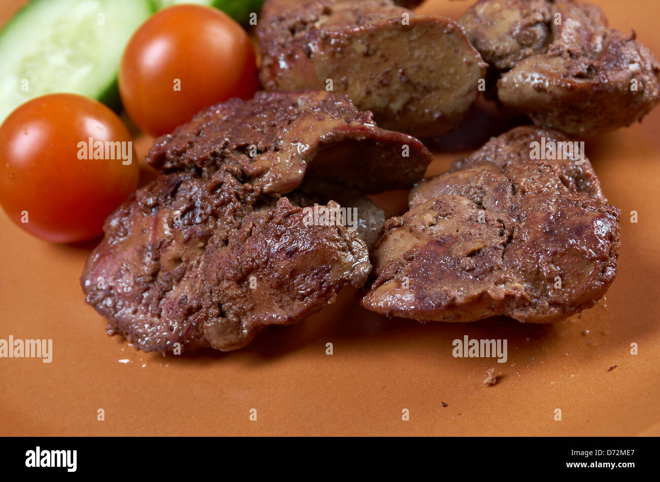 Chicken livers and vegetable.closeup Stock Photo Alamy