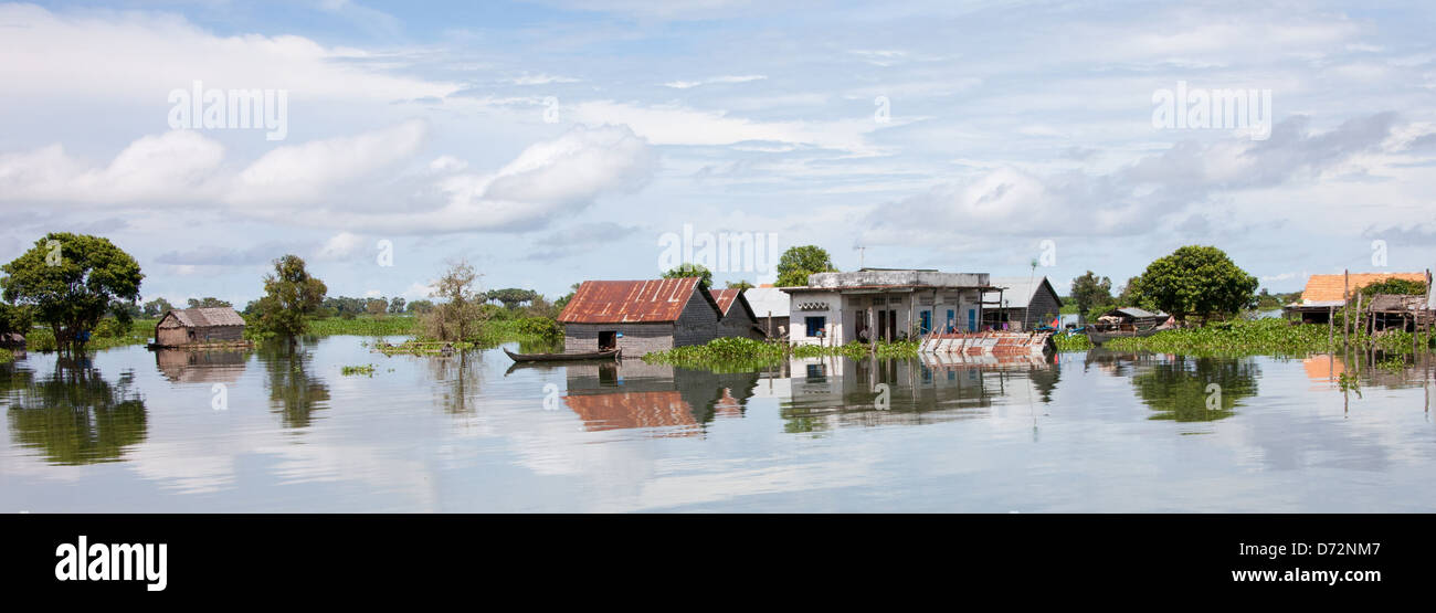 Phnom Penh, Cambodia, Tonle Sap flooded over Stock Photo