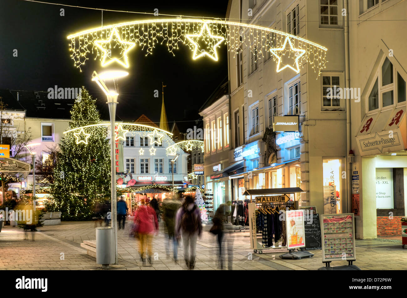 Christmas lighting in the Saxon's gate in mountain village, Hamburg, Germany, Europe Stock Photo